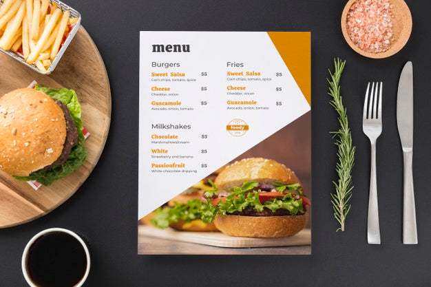 Free Restaurant Menu Concept Mockup Psd