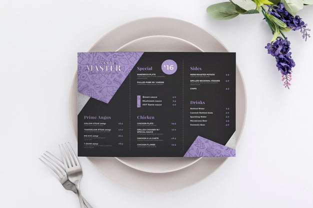 Free Restaurant Menu Concept Mockup Psd