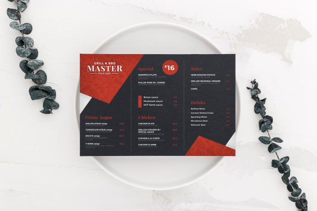 Free Restaurant Menu Concept Mockup Psd