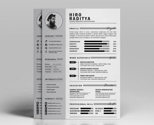 Free Resume, CV and Portfolio Template in Photoshop (PSD) and Illustrator (AI) Formats