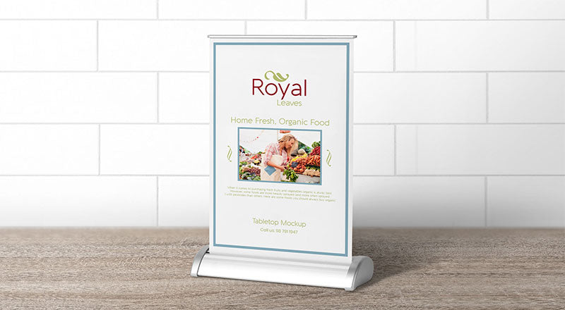 Free Retractable Tabletop Menu Mockup Psd