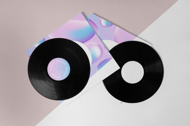 Free Retro Mock-Up Vinyl Disk Abstract Packaging Psd