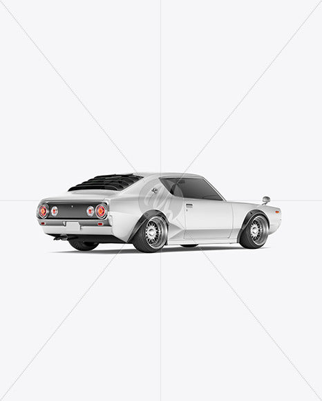 Free Retro Sport Car Mockup - Back Half Side View