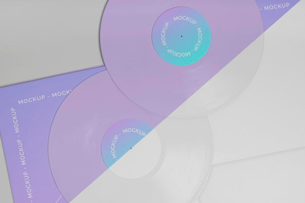 Free Retro Vinyl Disk With Abstract Packaging Mock-Up Psd