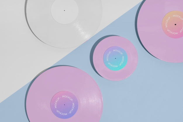 Free Retro Vinyl Disk With Abstract Packaging Mock-Up Psd