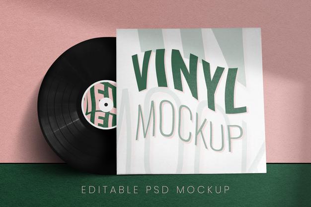 Free Retro Vinyl Record Cover Mockup Psd