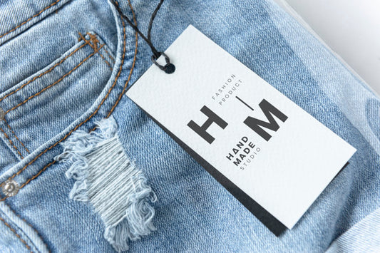 Free Ripped Jean Shorts With A Tag Mockup Psd