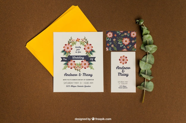 Free Romantic Stationery Wedding Mockup Psd