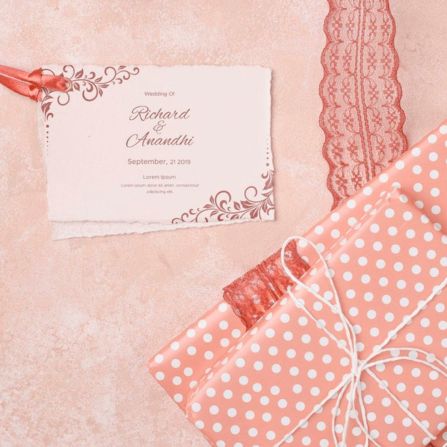 Free Romantic Wedding Invitation With Gift Psd