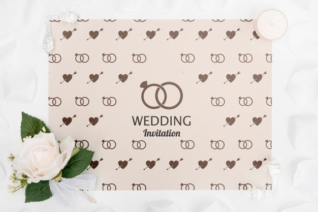 Free Romantic Wedding Invitation With Rose Psd