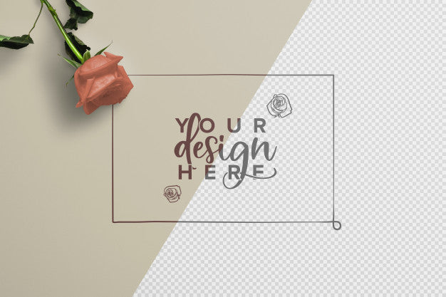 Free Rose On Stem Background Mockup Psd