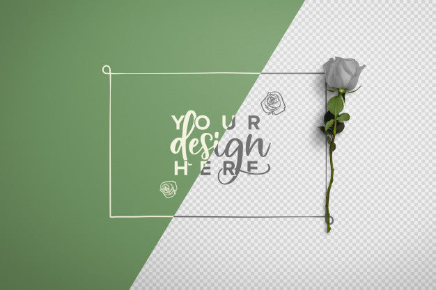 Free Rose On Stem Background Mockup Psd