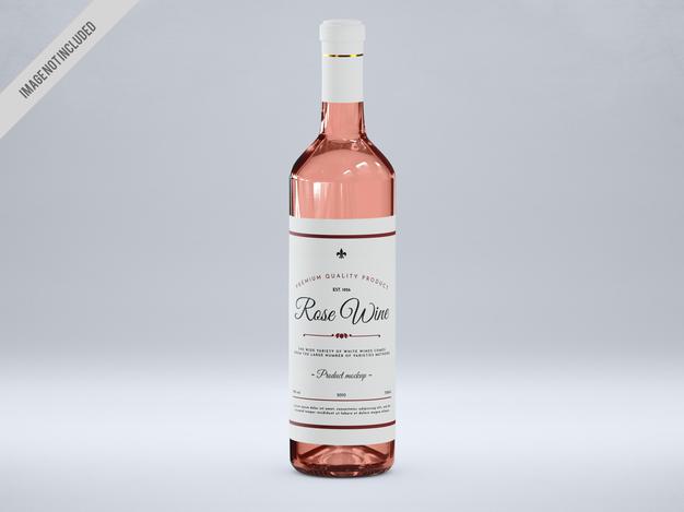 Free Rose Wine Bottle Mockup Psd