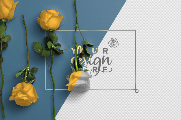 Free Roses On Stem Background Mockup Psd