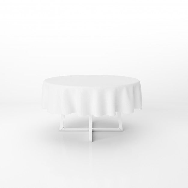 Free Round Dining Table Mockup With A White Cloth Psd