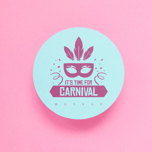 Free Round Paper Mockup With Carnival Concept Psd