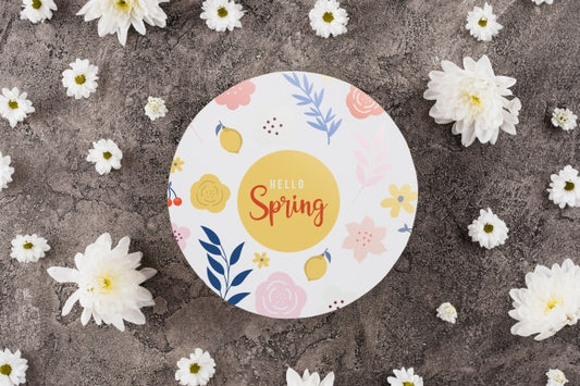 Free Round Paper Template With Flowers For Spring Psd