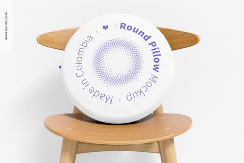 Free Round Pillow With Chair Mockup Psd