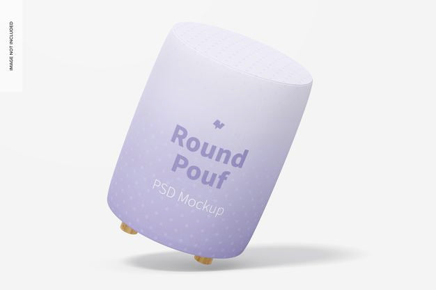 Free Round Pouf Mockup, Leaned Psd