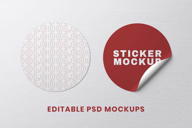 Free Round Sticker Design Mockup Psd