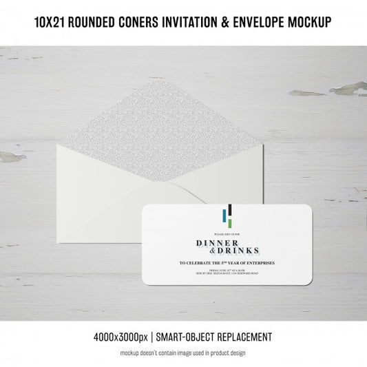 Free Rounded Corners Invitation And Envelope Mockup Psd