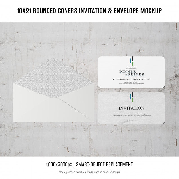 Free Rounded Corners Invitation And Envelope Mockup Psd