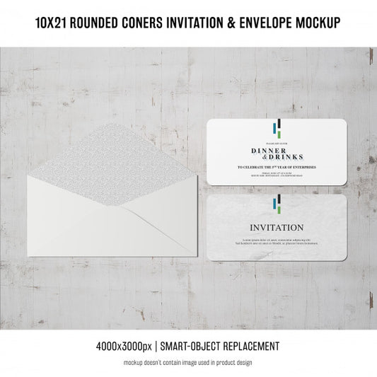 Free Rounded Corners Invitation And Envelope Mockup Psd