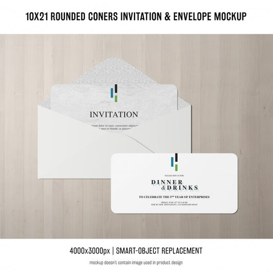 Free Rounded Corners Invitation And Envelope Mockup Psd