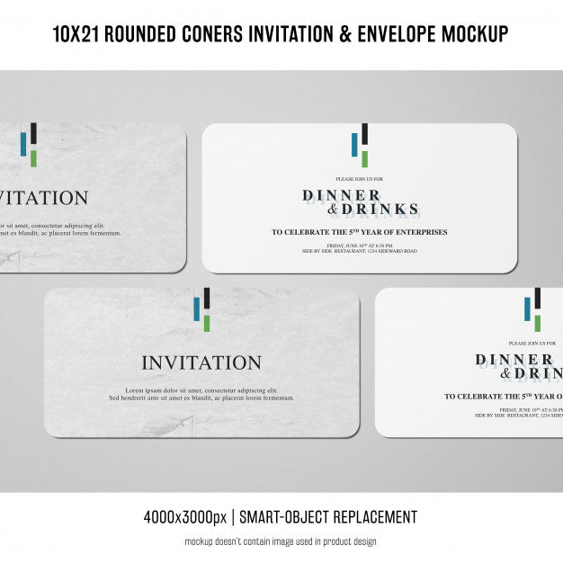 Free Rounded Corners Invitation And Envelope Mockup Psd