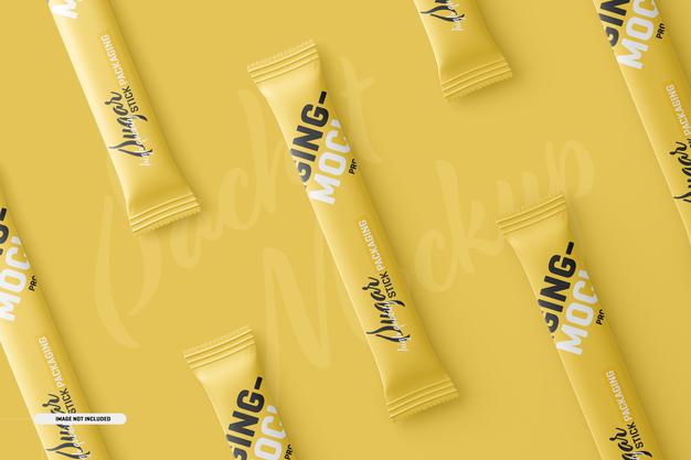 Free Sachet Stick Packaging Mockup Psd