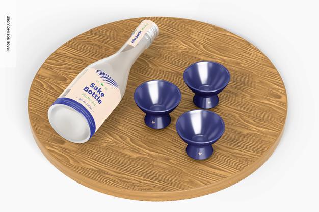 Free Sake Bottle Mockup, Perspective Psd