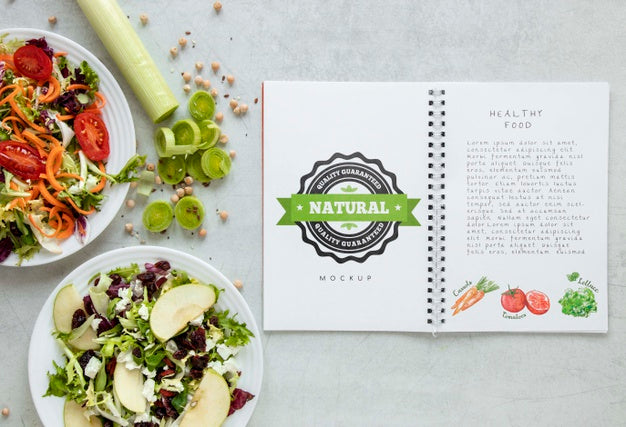 Free Salads With Notebook Psd