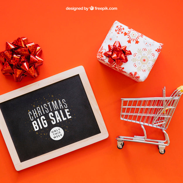 Free Sales Mockup With Christmtas Design Psd