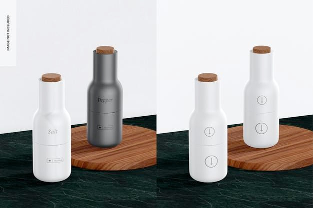 Free Salt And Pepper Grinder Mockup, Perspective Psd