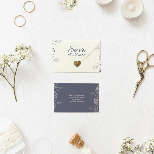 Free Save The Date Card Mockup Psd