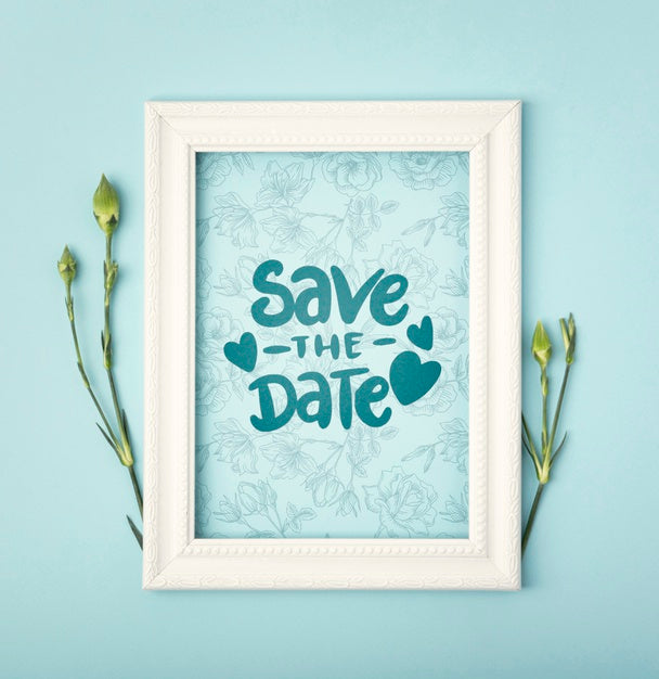 Free Save The Date Flowers Concept Mock-Up Psd