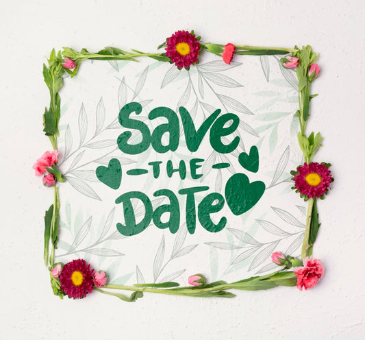 Free Save The Date Flowers Concept Mock-Up Psd