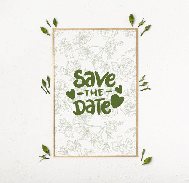 Free Save The Date Flowers Concept Mock-Up Psd