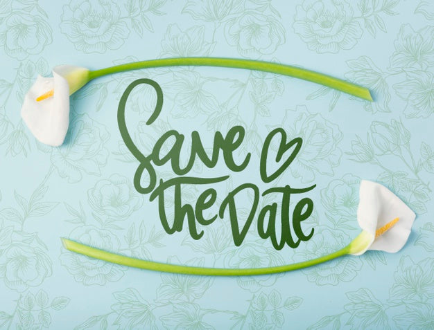 Free Save The Date Flowers Concept Mock-Up Psd