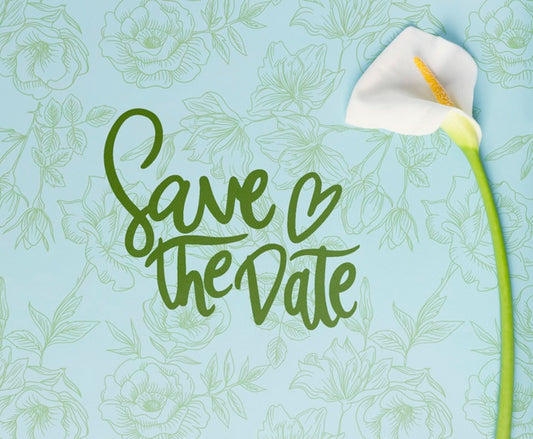 Free Save The Date Flowers Concept Mock-Up Psd