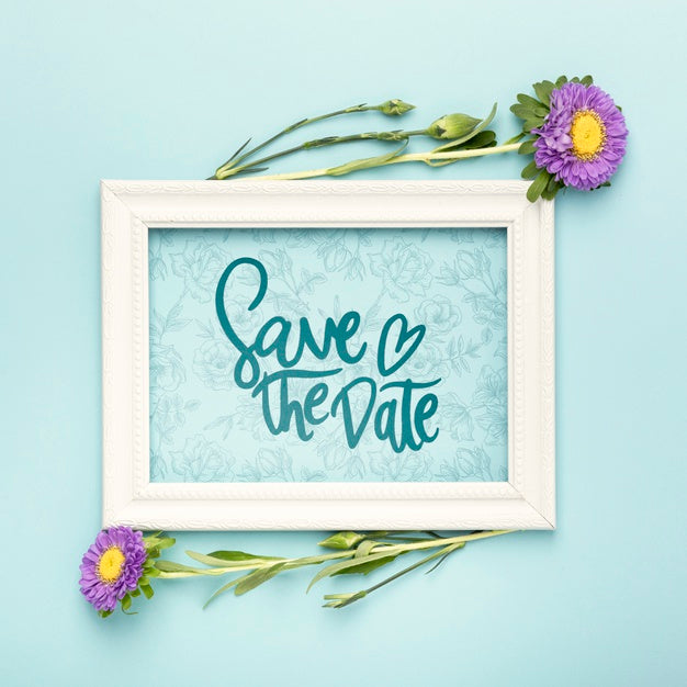 Free Save The Date Flowers Concept Mock-Up Psd