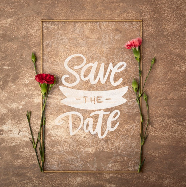 Free Save The Date Flowers Concept Mock-Up Psd