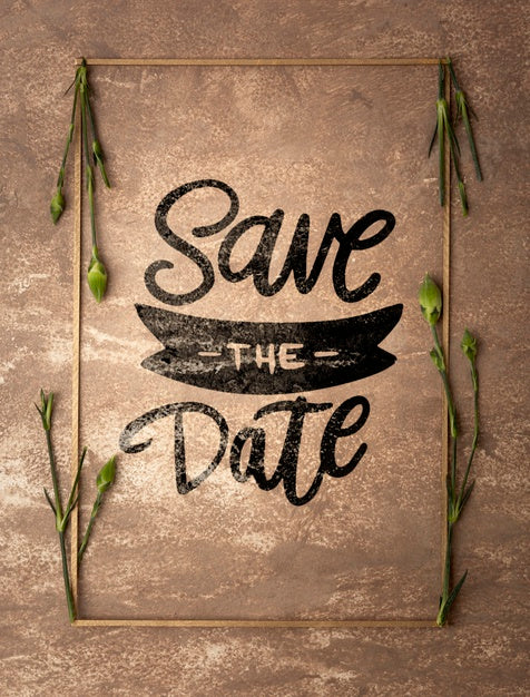 Free Save The Date Flowers Concept Mock-Up Psd