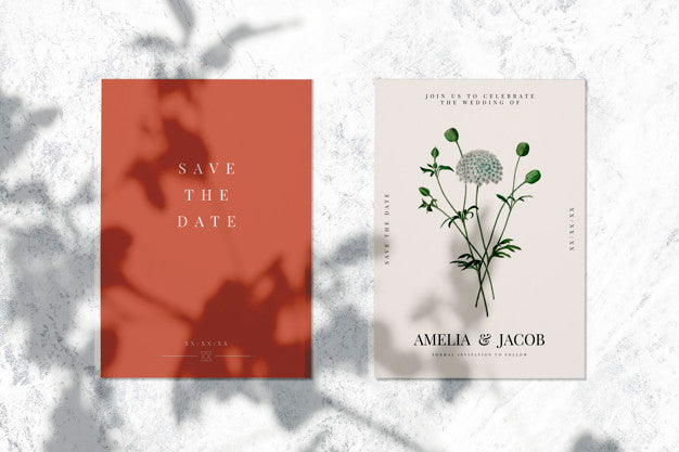 Free Save The Date Wedding Invitation Card Mockup Psd