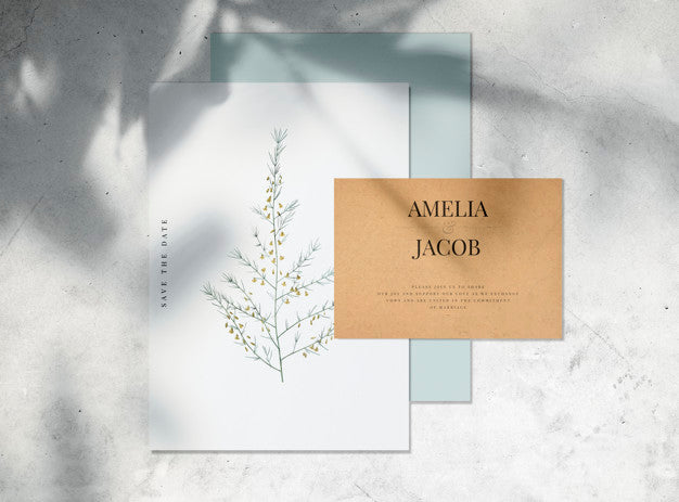 Free Save The Date Wedding Invitation Card Mockup Psd