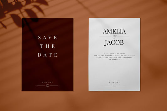 Free Save The Date Wedding Invitation Card Mockup Psd