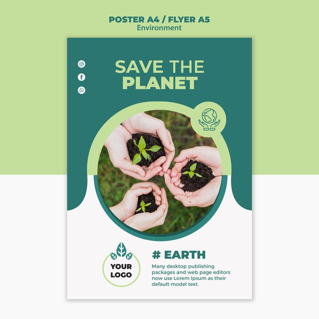 Free Save The Planet Concept Mock-Up Psd