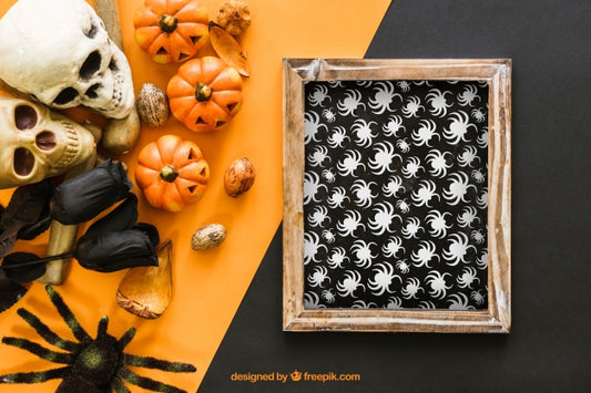 Free Scary Halloween Slate Mockup Psd