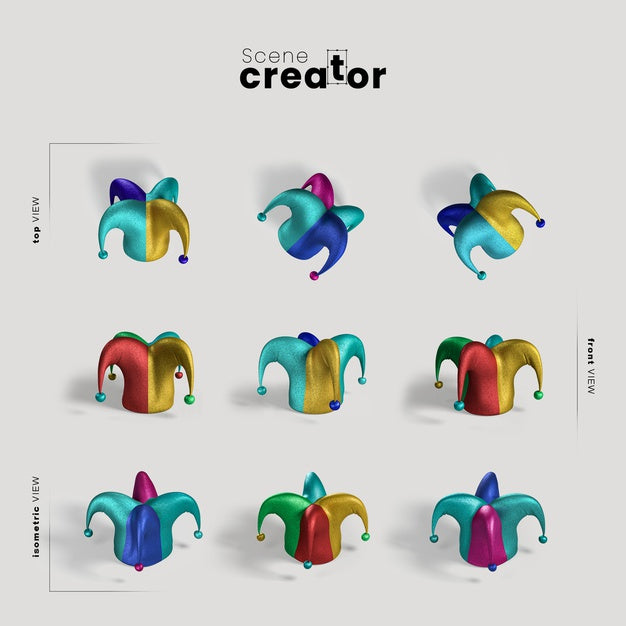 Free Scene Creator Carnival Clown Hat Psd