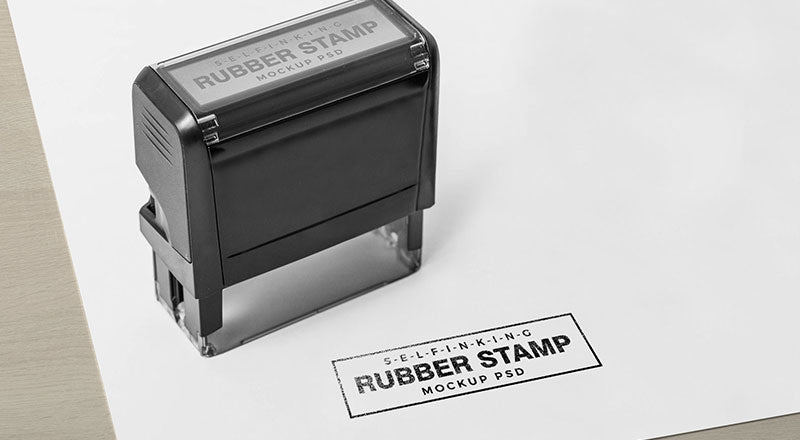 Free Self Inking Rectangular Rubber Stamp Mockup Psd